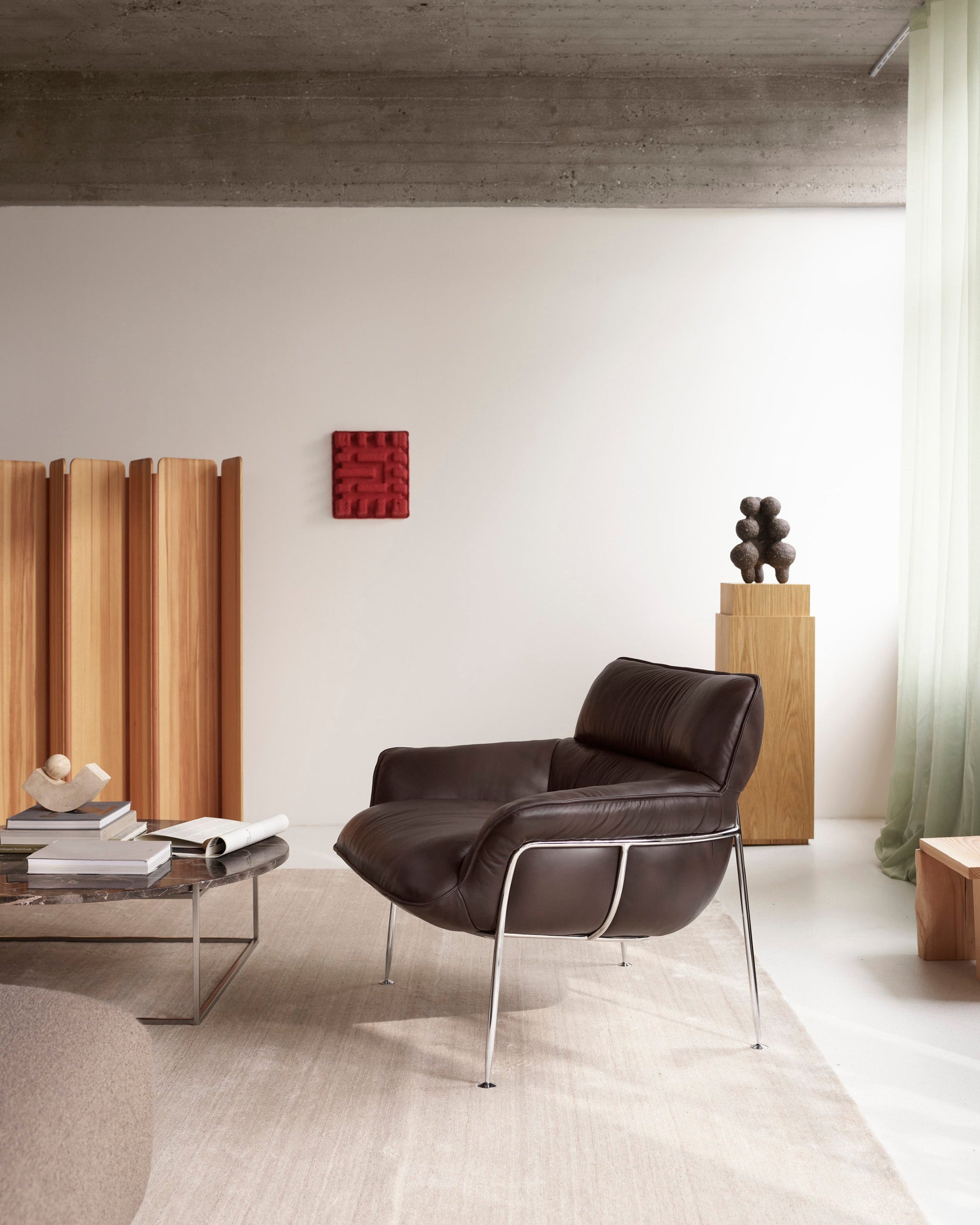 Duvet Lounge Chair - Chrome - Mocca Parma Leather